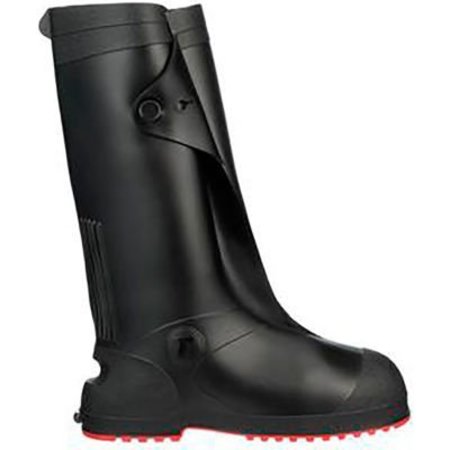 TINGLEY RUBBER Workbrutes® G2 PVC Overshoe, Size Medium, 17"H, Cleated Outsole, Black With Red Sole 45851.MD